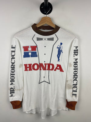 Vintage 80s Honda Mr Motorcycle White Ringer Long Sleeve
