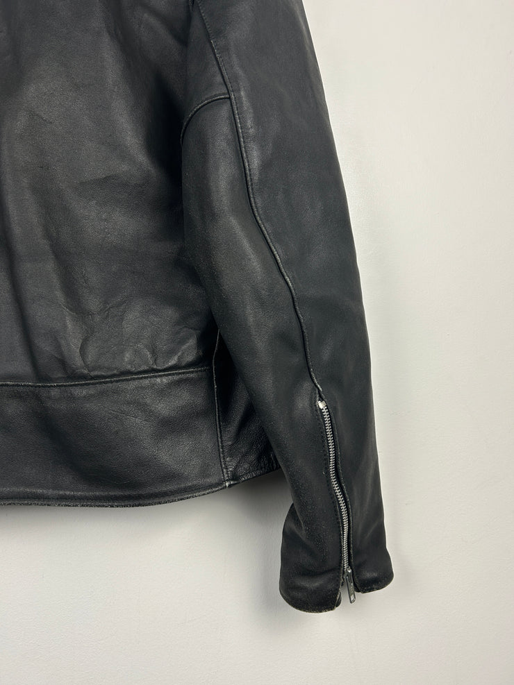 Vintage 80s Sears The Leather Shop Black Motorcyle Moto Black Leather