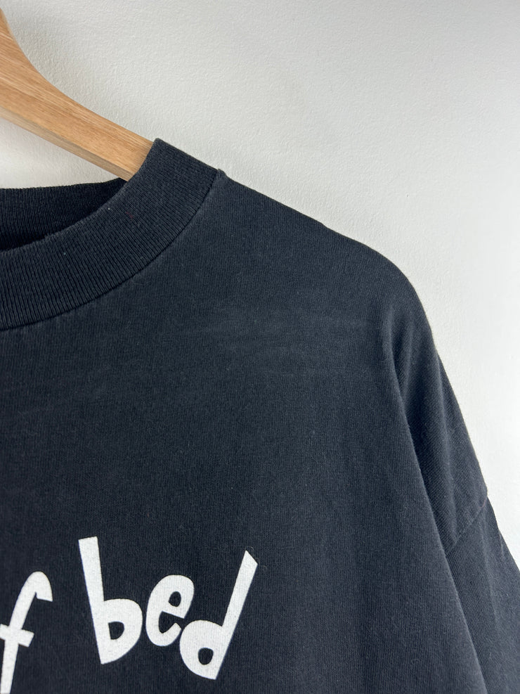 Vintage 90s Im Out Of Bed And Dressed Comedy Black Tee