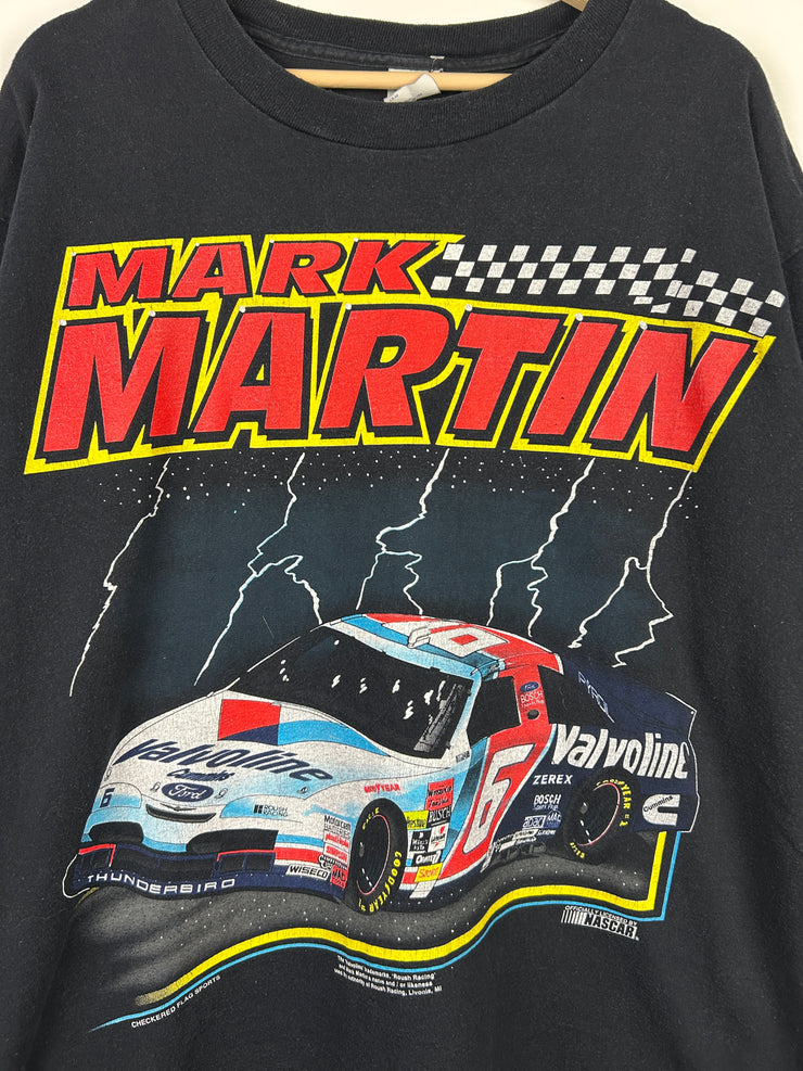 Vintage 90s Nascar Mark Martin Lightning Black Tee