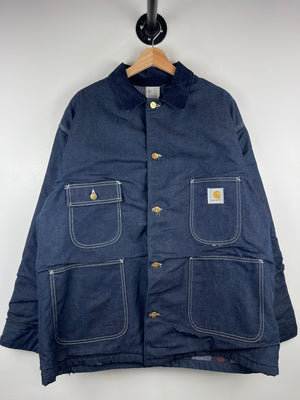 Vintage 80s Carhartt Chore Blanket Lined Blue Denim Work Jacket 8LC