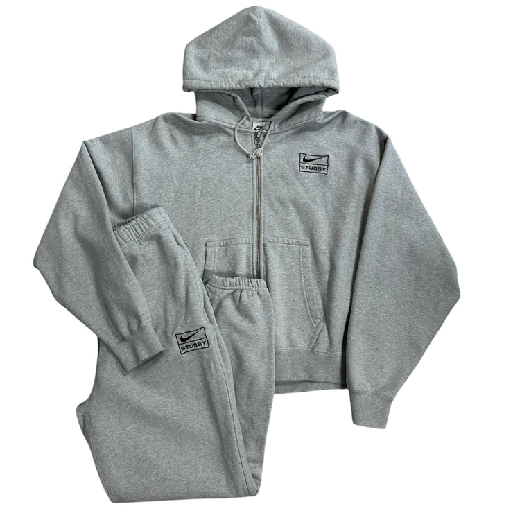 Stussy X Nike Grey Zip Up Hoodie & Sweatpants Tracksuit