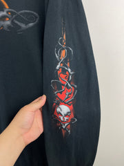 Vintage 2005 Harley Davidson Skull Barbwire New York Black Long Sleeve