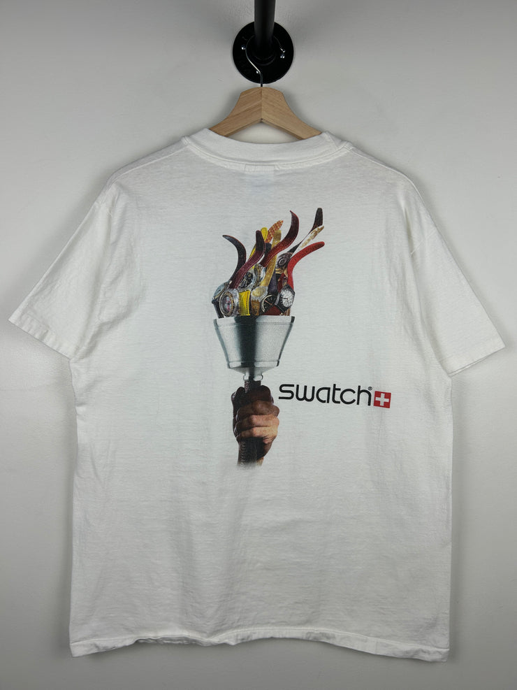 Vintage 90s Atlanta Olympics Swatch Watches Promo White Tee