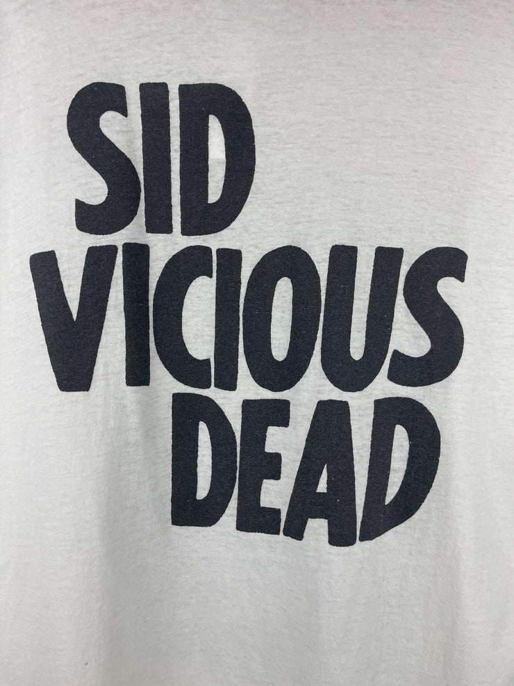 Vintage 90s Sex Pistols Sid Vicious Dead Newspaper White Tee