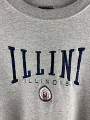 Vintage 90s Illinois Illini Embroidered Grey Crewneck