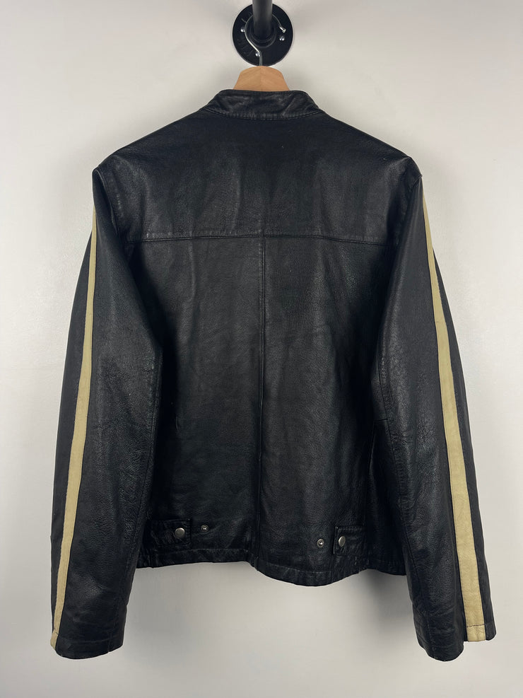 Vintage EX Café Racer Black & Cream Cropped Leather Jacket