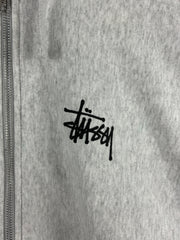 Stussy Script Ash Heather Grey Zip Up Hoodie