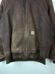 Vintage Carhartt Active Dark Brown Hooded Jacket J130 DKB