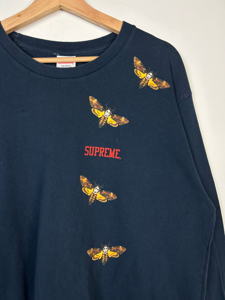 Supreme SS15 Silence Of The Lambs Moth Navy Long Sleeve