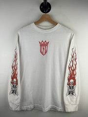 Vintage West Coast Choppers Flames Skull White Long Sleeve
