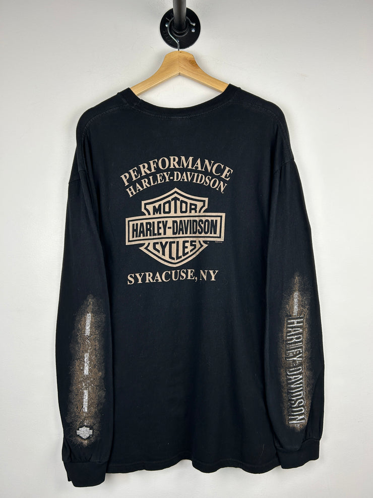 Vintage Harley Davidson Syracuse Road Black Long Sleeve