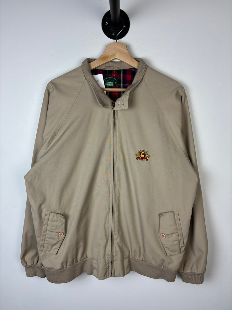 Vintage 90s Izod Plaid Lined Beige Harrington Jacket