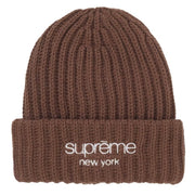 Supreme FW25 Chunky Rib Classic Logo Brown Beanie