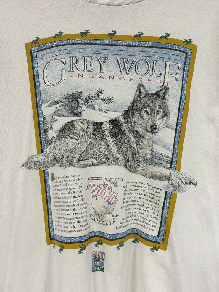 Vintage 1993 Grey Wolf White Tee