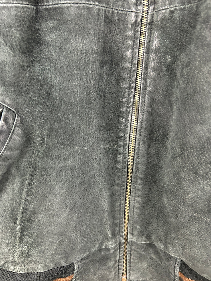 Vintage Free Country Black & Brown Suede Varsity Bomber Jacket