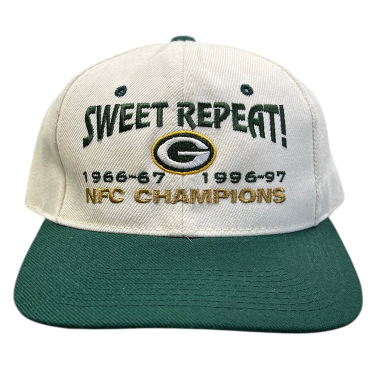 Vintage 90s NFL Green Bay Packers NFC Champions White Snapback Hat