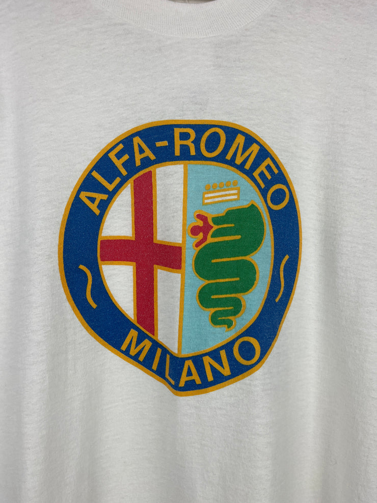 Vintage 80s Alfa Romeo Milano White Tee