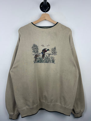 Vintage Croft & Barrow Loon Wildlife Embroidered Cream Crewneck