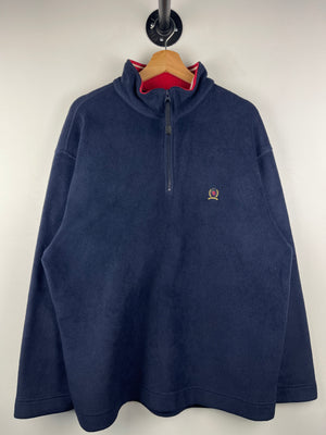 Vintage 90s Tommy Hilfiger Navy Quarter Zip Fleece Sweater