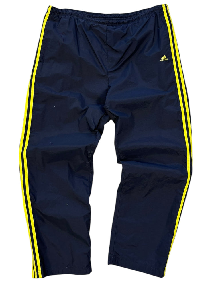 Vintage Y2K Adidas 3 Stripe Navy & Yellow Fleece Lined Splash Pants