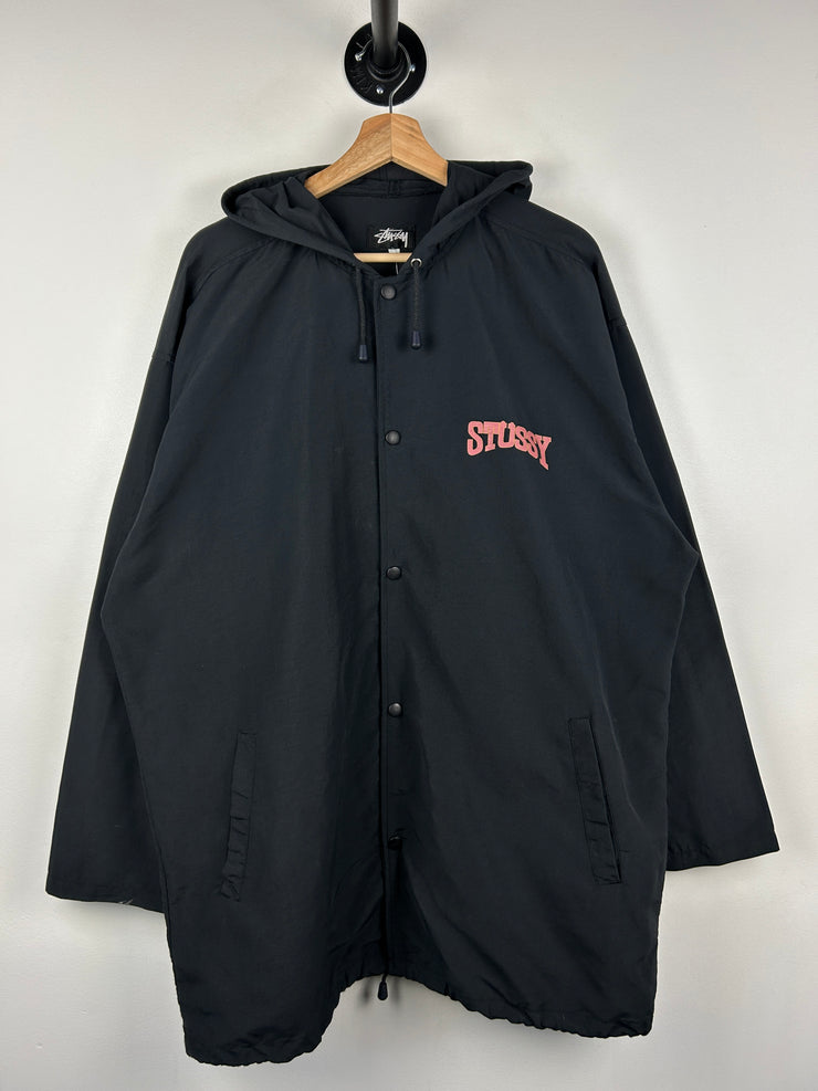 Vintage 80s Stussy Spellout Black Anorak Nylon Jacket