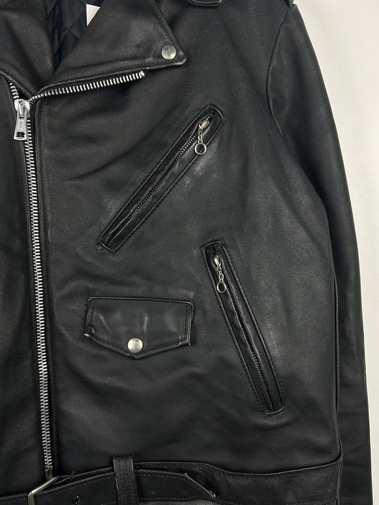 Vintage 80s Sears The Leather Shop Black Motorcyle Moto Black Leather