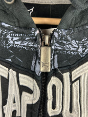 Vintage Y2K Tapout Skulls Black Zip Up Hoodie