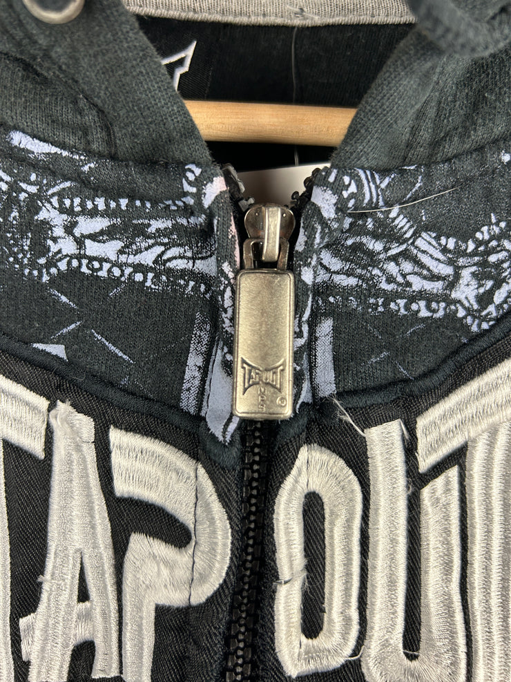 Vintage Y2K Tapout Skulls Black Zip Up Hoodie