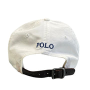 Vintage 90s Polo Ralph Lauren White Leather Strapback Hat