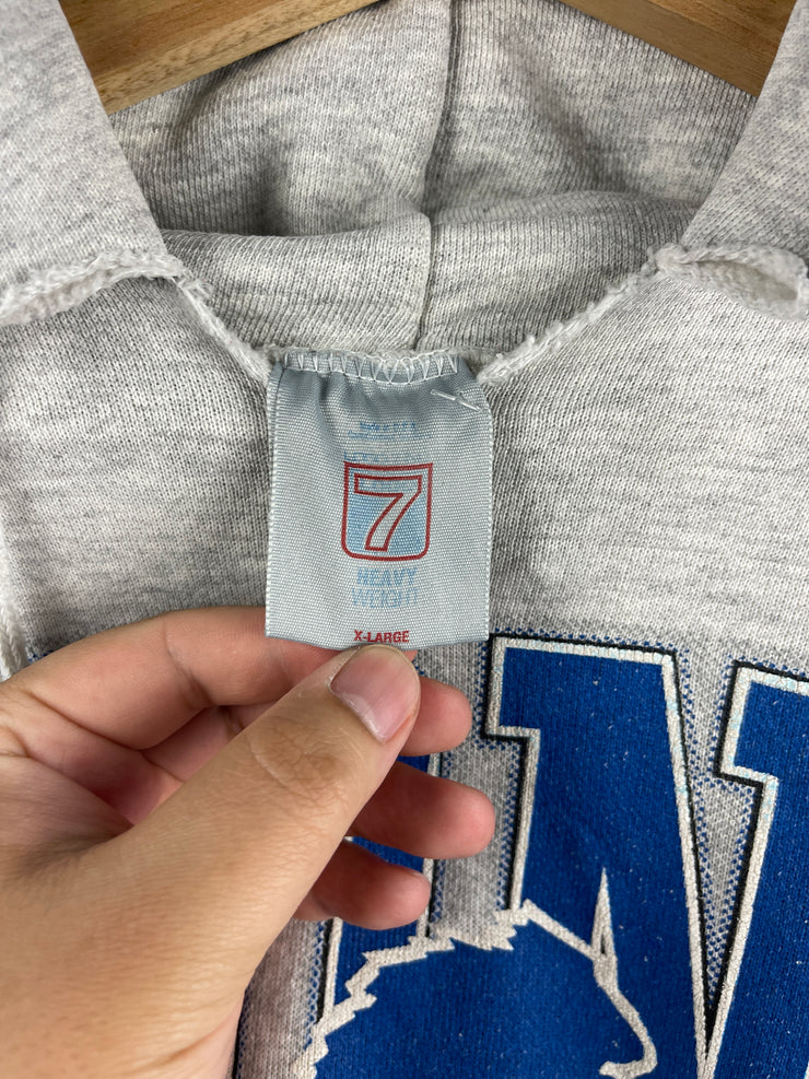Vintage 90s NFL Logo 7 Detroit Lions Grey Hoodie