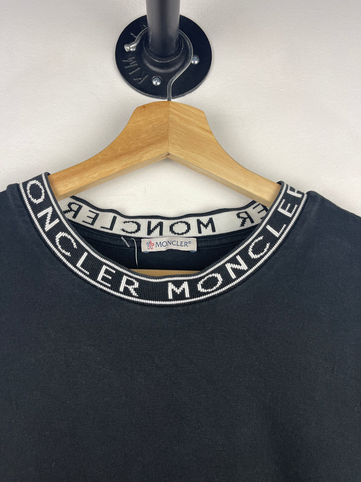 Moncler Neck Logo Collar Black Tee