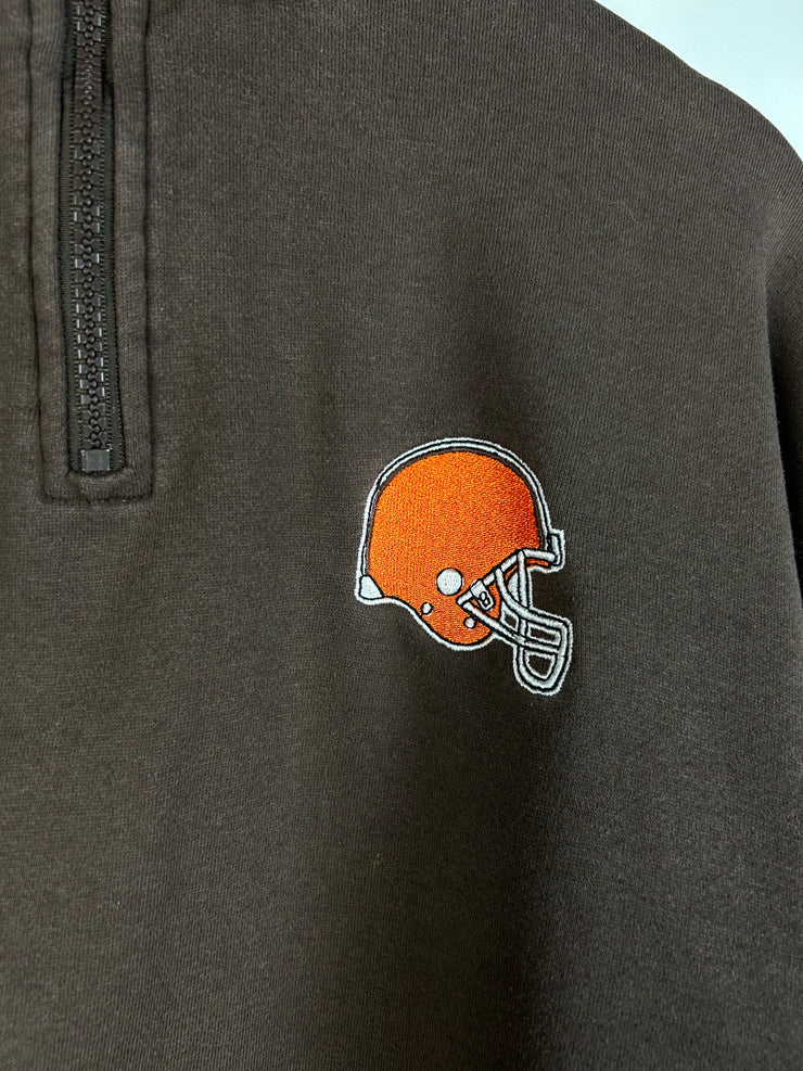 Vintage Y2K Cleveland Browns Quarter Zip Brown Sweater