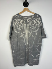 Vintage Y2K Extreme Couture Skull All Over Print Grey Tee