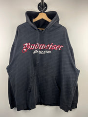 Vintage Budweiser Beer Embroidered All Over Print Black Hoodie