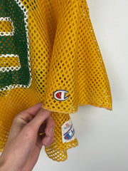 Vintage 80s Champion Yellow & Green Cropped Mesh Football Jersey