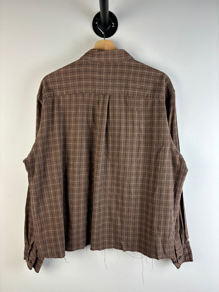 Vintage St. Johns Bay Cropped Brown Plaid Button Up