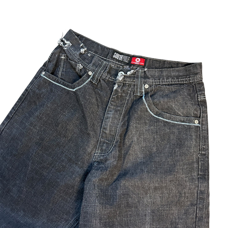Vintage Y2K South Pole Embroidered Baggy Washed Black Denim Jeans