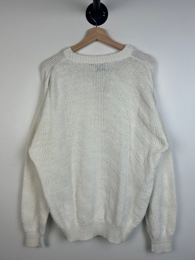 Vintage 90s Robert Bruce White Knit Sweater