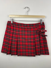 Vintage 90s Smart Set Women's Red Plaid Pleated Mini Skirt