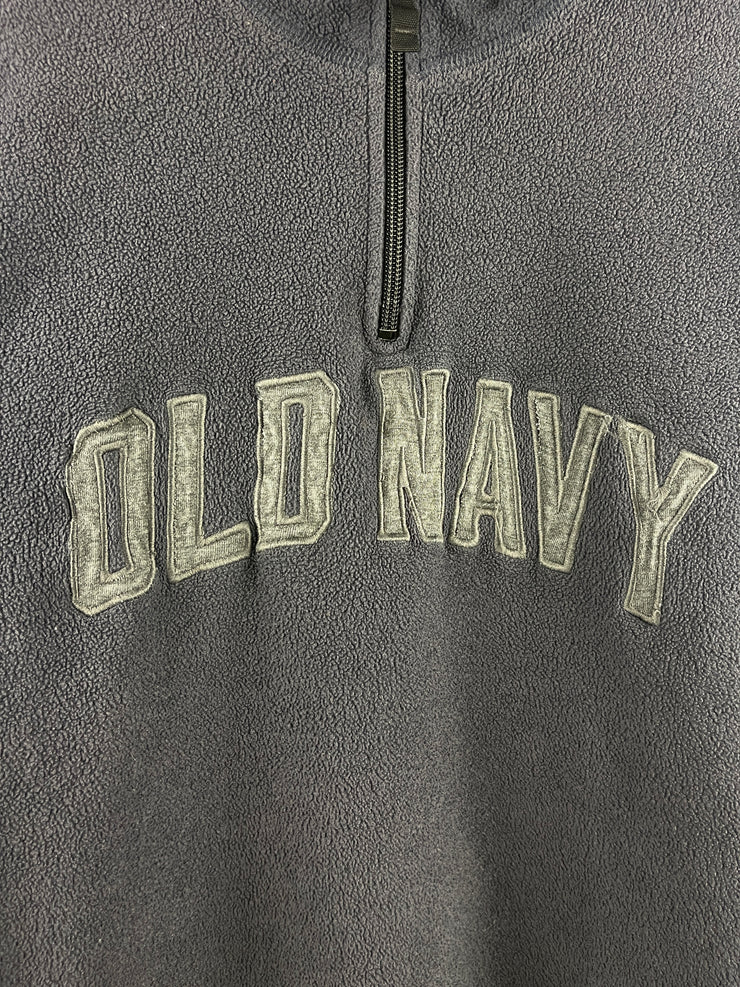 Vintage Old Navy Spellout Navy Quarter Zip Fleece Sweater