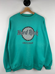 Vintage 90s Hard Rock Café Amsterdam Teal Crewneck