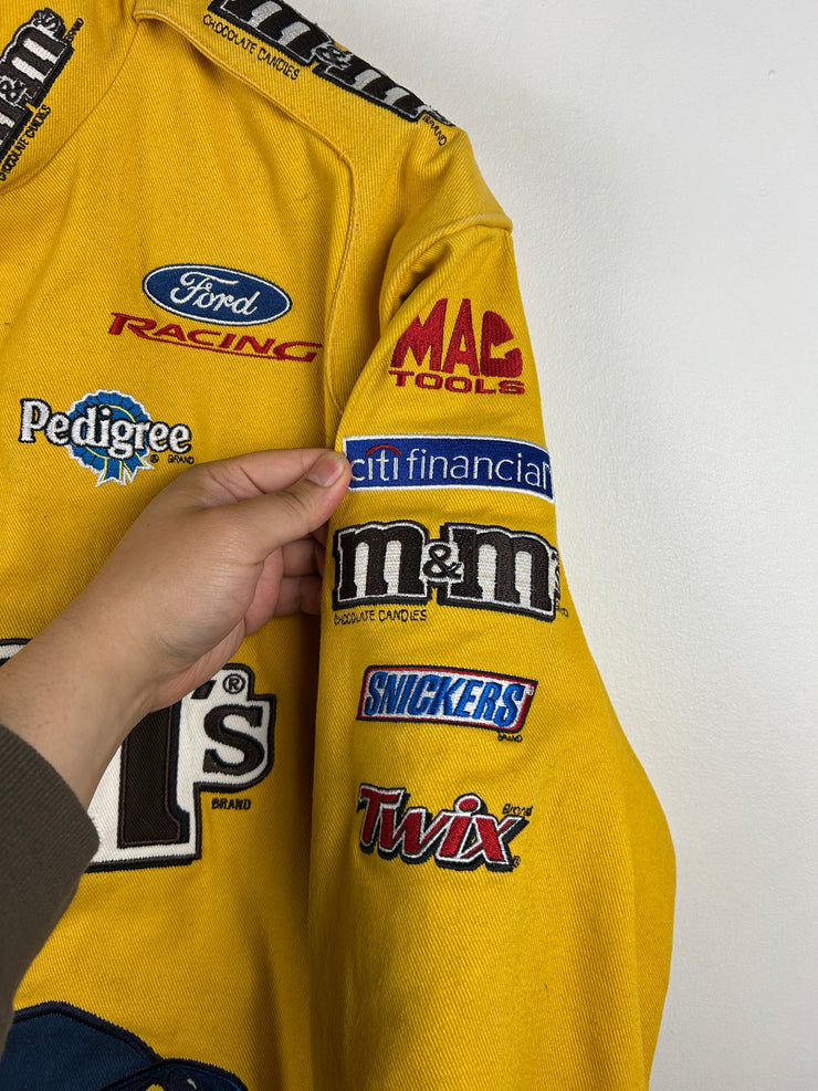 Vintage Nascar Jeff Hamilton Elliot Sadler M&M Yellow Racing Jacket