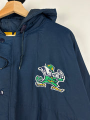 Vintage 90s Starter Notre Dame Fighting Irish Embroidered Navy Hooded Jacket
