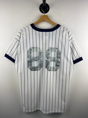 Vintage 80s Pillsbury Dough Boy Striped White Baseball Jersey