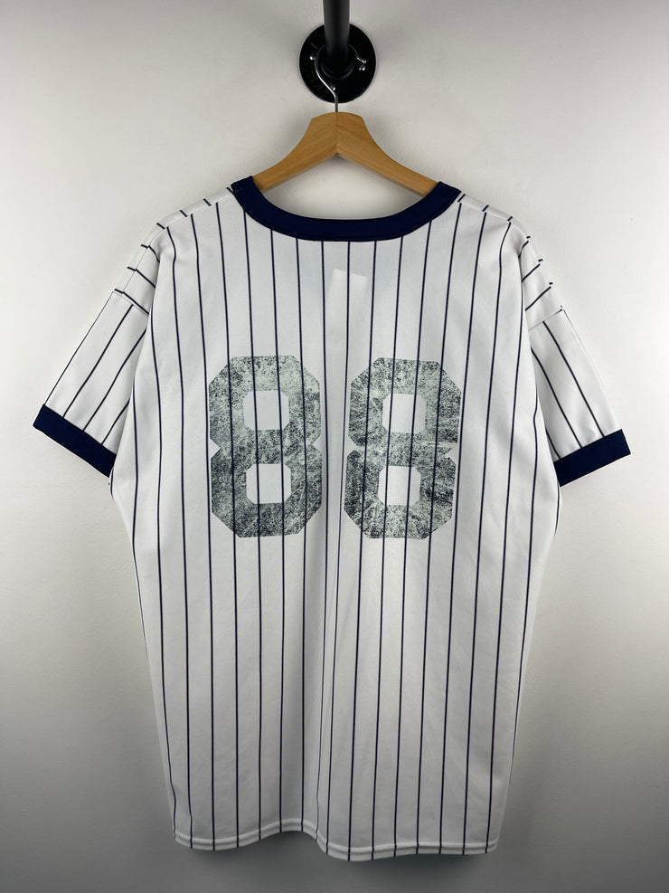 Vintage 80s Pillsbury Dough Boy Striped White Baseball Jersey