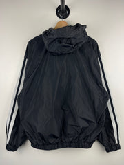 Vintage 90s Nike Swoosh Stripe Black & White Hooded Windbreaker