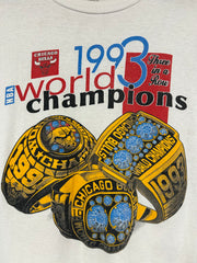 Vintage 1993 Chicago Bulls World Champions Rings White Tee