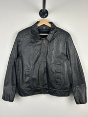Vintage 80s Sears The Leather Shop Dark Brown Cropped Leather Jacket