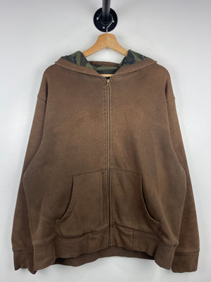 Vintage Red Head Woodland Camo Lined Brown Zip Up Hoodie
